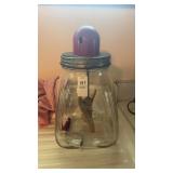 Vintage hand crank glass butter churn with tulip