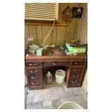 Vintage 1930s Art Deco waterfall kneehole desk