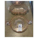 Pink depression handled glass - ï¿½ Old Cafe ï¿½ oval