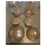 Pink depression handled glass lot - cream and