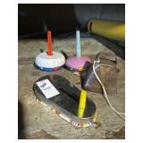 Lot of vintage noise makers and bell