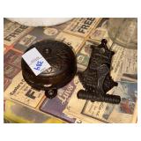 Antique cast iron doorbell and door knocker