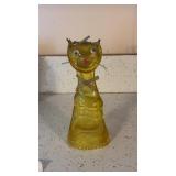 Melted Glass Insulator Yellow Cat Folk Art