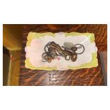Lot of vintage keys in a porcelain dish