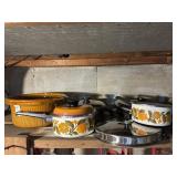 Slow cooker insert, vintage enamelware pots and