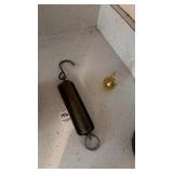 Vintage tubular hanging spring balance scale and