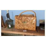 Vintage Gallan Mexico hand-tooled leather handbag