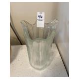 Vintage ribbed tulip shaped glass