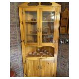 Wooden corner hutch with vintage amerock hardware