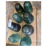 Lot of assorted glass insulators including Gayner