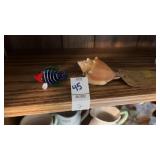 Handcrafted glass fish figurine and conch shell