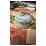 Vintage hand painted porcelain lidded sugar bowl
