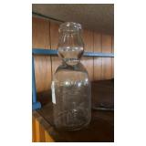 Vintage Cream top glass milk bottle - patented