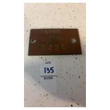 Vintage B&O RR Brass Property Tag - Baltimore &