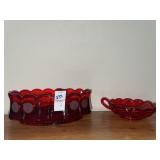 2 Vintage Fostoria Ruby Red Coin Glass scalloped