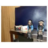 Vintage hand-painted cast iron Amish couple salt