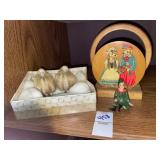 Vintage miniature German bisque pincushion dolls,