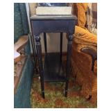 Black wooden accent table with shelf 24 X 11 X 29