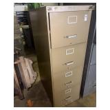 Goldencrest 4 drawer tan filing cabinet with key