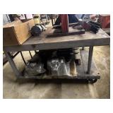 Industrial 2-tier metal table cart on wheels NO