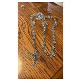 Vintage Sterling Silver Glass Bead Rosary
