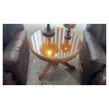 Set of Oak 25 Inch Diameter Side Tables