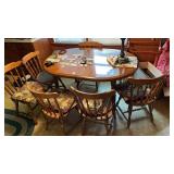 Wooden Oval Kitchen Table with 6 chairs and 2