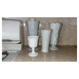 Milk Glass Vases and Glass