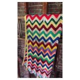 Hand knitted colorful blanket