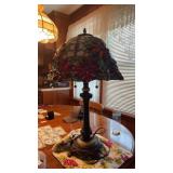 Tiffany style poinsettia glass table lamp 28inch