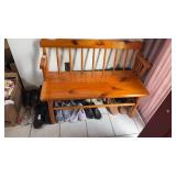 Traditional wooden spindle back deacons bench