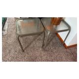 2 metal outdoor tables with plastic top