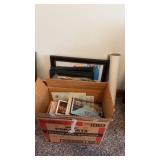 Box of miscellaneous cards with picture frames