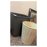 2 plastic garbage cans