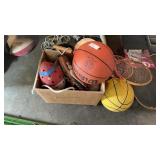 Box with Basketballs, Baseball Mitts, and