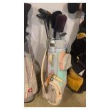 Vintage Burton Golf Bag W Assorted Clubs