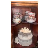 Japanese Print Tea Set, Serving Dishes and