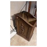 Vintage carved wooden waste bin