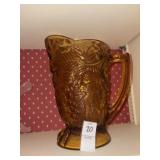 Vintage owl detailed tinted glass pitcher