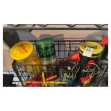 Lot of tennis balls and a pump