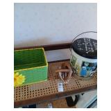 Shelf lot basket, tin etc