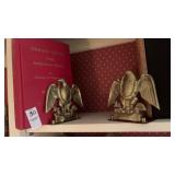 Brass Eagle Bookends and Book