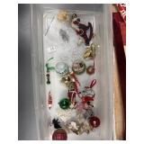 Flat of assorted Christmas ornaments in plastic