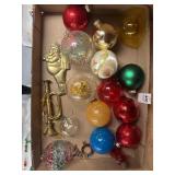 Flat of assorted Christmas ornaments one VINTAGE