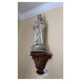 Mother Mary Statue and Wall Sconce