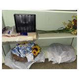 Shelf lots of wreaths, floral and misc