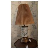 Vintage hand painted cyclinder table lamp with