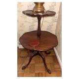 Vintage two-tier mahogany dumb waiter accent