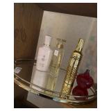 Lot of perfume with tray