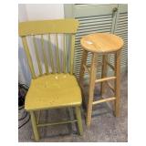 Wooden chair and wooden stool